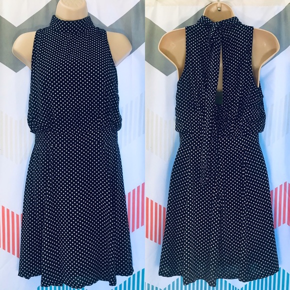 Nikibiki Dresses & Skirts - Nikibiki Navy Polka Dot Halter Dress Small • Keyhole Back